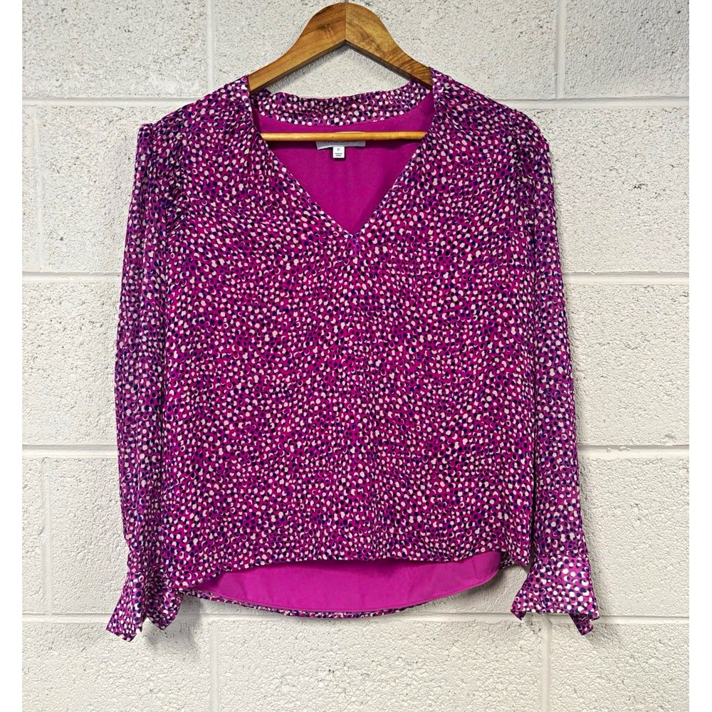 INTERMIX Pink Polka Dot Long Sleeve Pullover Women's P